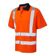 Leo Workwear CROYDE ISO 20471 Class 2 Comfort Polo Shirt - Hi Vis Orange