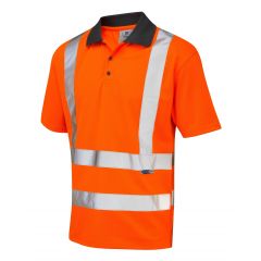 Leo Workwear ROCKHAM ISO 20471 Class 2 Coolviz Polo Shirt (EcoViz) - Hi Vis Orange