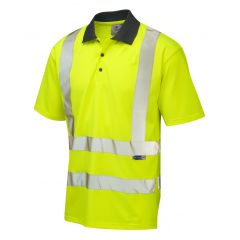 Leo Workwear ROCKHAM ISO 20471 Class 2 Coolviz Polo Shirt (EcoViz) - Hi Vis Yellow