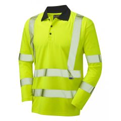 Leo Workwear SWIMBRIDGE ISO 20471 Class 3 Comfort Sleeved Polo Shirt - Hi Vis Yellow