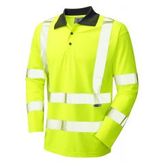 Leo Workwear WOOLSERY ISO 20471 Class 3 Coolviz Sleeved Polo Shirt (EcoViz) - Hi Vis Yellow