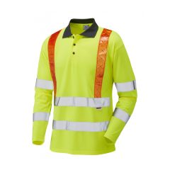 Leo Workwear BICKLETON ISO 20471 Class 3 Orange Brace Coolviz Sleeved Polo Shirt (EcoViz) - Hi Vis Yellow