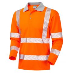 Leo Workwear BARRICANE ISO 20471 Class 3 Coolviz Plus Sleeved Polo Shirt - Hi Vis Orange