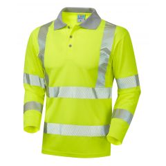 Leo Workwear BARRICANE ISO 20471 Class 3 Coolviz Plus Sleeved Polo Shirt - Hi Vis Yellow