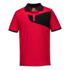 Portwest PW210 PW2 Cotton Comfort Polo Shirt S/S - (Red/Black)