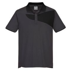 Portwest PW210 PW2 Cotton Comfort Polo Shirt S/S - (Zoom Grey/Black)