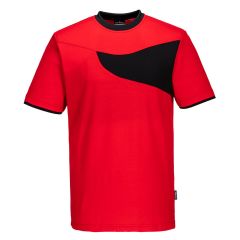 Portwest PW211 PW2 Cotton Comfort T-Shirt S/S - (Red/Black)