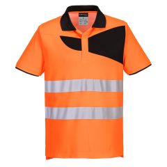 Portwest PW212 PW2 Hi-Vis Cotton Comfort Polo Shirt S/S  - (Orange/Black)