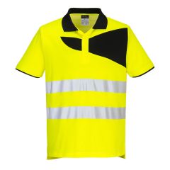 Portwest PW212 PW2 Hi-Vis Cotton Comfort Polo Shirt S/S  - (Yellow/Black)