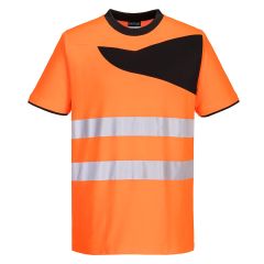 Portwest PW213 PW2 Hi-Vis Cotton Comfort T-Shirt S/S  - (Orange/Black)