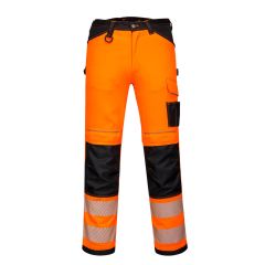 Portwest PW303 PW3 Hi-Vis Lightweight Stretch Work Trousers - (Orange/Black)