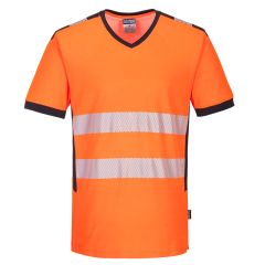Portwest PW310 PW3 Hi-Vis V-Neck Mesh Insert T-Shirt S/S  - (Orange/Black)