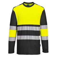 Portwest PW312 PW3 Hi-Vis Cotton Comfort Class 1 T-Shirt L/S  - (Yellow/Black)