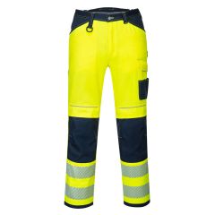 Portwest PW340 PW3 Hi-Vis Work Trousers - (Yellow/Navy)