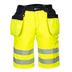 Portwest PW343 PW3 Hi-Vis Holster Pocket Shorts - (Yellow/Black)