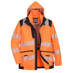 Portwest PW367 PW3 Hi-Vis Breathable 5-in-1 Jacket - (Orange/Black)