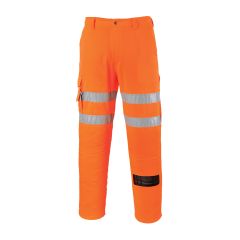 Portwest RT46 Hi-Vis Rail Work Trousers - (Orange)