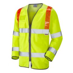 Leo Workwear BARBROOK ISO 20471 Class 3 Orange Brace Sleeved Waistcoat - Hi Vis Yellow