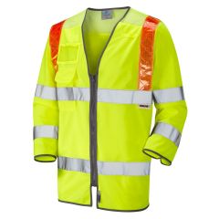 Leo Workwear TADDIPORT ISO 20471 Class 3 Orange Brace 3/4 Sleeve Waistcoat - Hi Vis Yellow