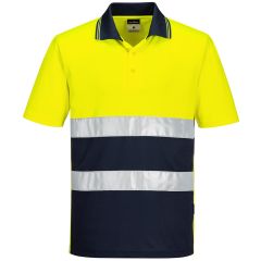 Portwest S175 Hi-Vis Lightweight Contrast Polo Shirt S/S  - (Yellow/Navy)
