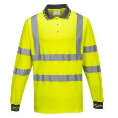 Portwest S271 Hi-Vis Cotton Comfort Polo Shirt L/S  - (Yellow)