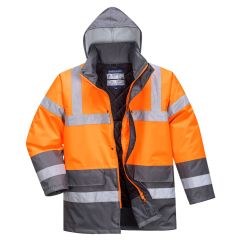 Portwest S467 Hi-Vis Contrast Winter Traffic Jacket  - (Orange/Grey)