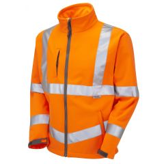 Leo Workwear BUCKLAND ISO 20471 Class 3 Softshell Jacket - Hi Vis Orange