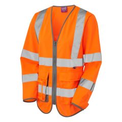 Leo Workwear BEAWORTHY ISO 20471 Class 3 Superior Women's Sleeved Waistcoat - Hi Vis Orange