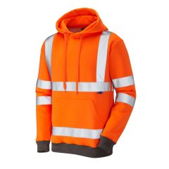 Leo Workwear GOODLEIGH EN ISO 20471 Class 3 Hooded Sweatshirt - Hi Vis Orange