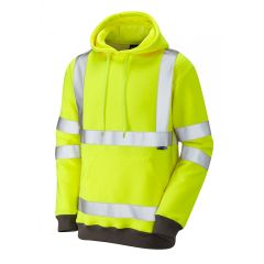 Leo Workwear GOODLEIGH EN ISO 20471 Class 3 Hooded Sweatshirt - Hi Vis Yellow