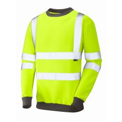 Leo Workwear WINKLEIGH ISO 20471 Class 3 Crew Neck Sweatshirt - Hi Vis Yellow