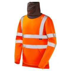 Leo Workwear COMBESGATE ISO 20471 Class 3 EcoViz AL Snood Sweatshirt - Hi Vis Orange