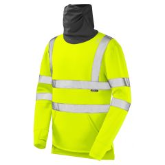 Leo Workwear COMBESGATE ISO 20471 Class 3 EcoViz AL Snood Sweatshirt - Hi Vis Yellow