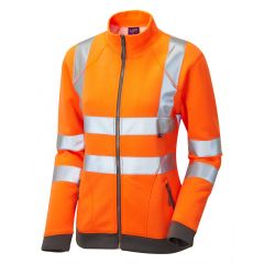 Leo Workwear HOLLICOMBE ISO 20471 Class 2 Women's Zipped Sweatshirt - Hi Vis Orange