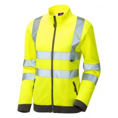 Leo Workwear HOLLICOMBE ISO 20471 Class 2 Women's Zipped Sweatshirt - Hi Vis Yellow