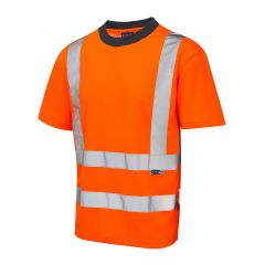 Leo Workwear NEWPORT ISO 20471 Class 2 Comfort T-Shirt - Hi Vis Orange