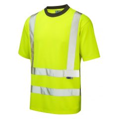 Leo Workwear BRAUNTON ISO 20471 Class 2 Coolviz T-Shirt (EcoViz) - Hi Vis Yellow