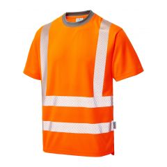 Leo Workwear LARKSTONE ISO 20471 Class 2 Coolviz Plus T-Shirt - Hi Vis Orange