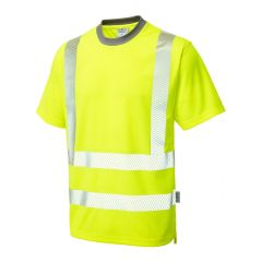Leo Workwear LARKSTONE ISO 20471 Class 2 Coolviz Plus T-Shirt - Hi Vis Yellow