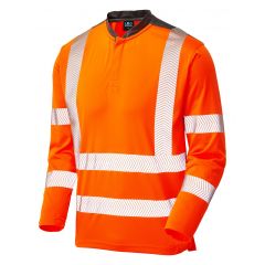 Leo Workwear WATERMOUTH ISO 20471 Class 3 Performance Sleeved T-Shirt - Hi Vis Orange