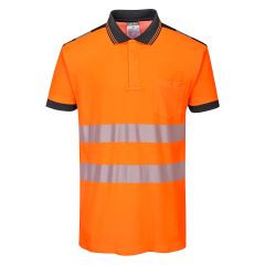 Portwest T180 PW3 Hi-Vis Cotton Comfort Polo Shirt S/S  - (Orange/Black)