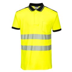 Portwest T180 PW3 Hi-Vis Cotton Comfort Polo Shirt S/S  - (Yellow/Black)