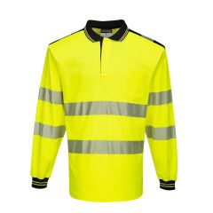 Portwest T184 PW3 Hi-Vis Cotton Comfort Polo Shirt L/S  - (Yellow/Black)
