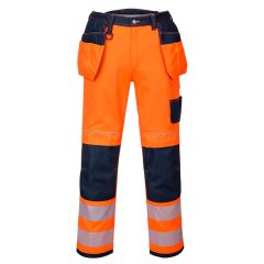 Portwest T501 PW3 Hi-Vis Holster Pocket Work Trousers - Rail Spec (Orange/Navy)