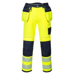 Portwest T501 PW3 Hi-Vis Holster Pocket Work Trousers - (Yellow/Navy)