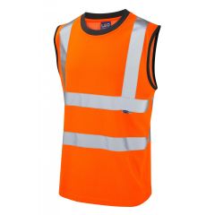 Leo Workwear ASHFORD ISO 20471 Class 2 Comfort Sleeveless T-Shirt - Hi Vis Orange