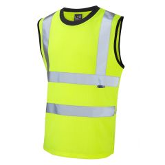 Leo Workwear ASHFORD ISO 20471 Class 2 Comfort Sleeveless T-Shirt - Hi Vis Yellow