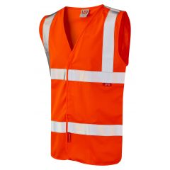 Leo Workwear MILFORD ISO 20471 Class 2 LFS Waistcoat (EN 14116) - Hi Vis Orange