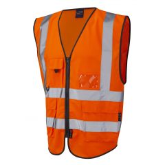 Leo Workwear LYNTON ISO 20471 Class 2 Superior Waistcoat - Hi Vis Orange
