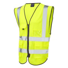 Leo Workwear LYNTON ISO 20471 Class 2 Superior Waistcoat - Hi Vis Yellow